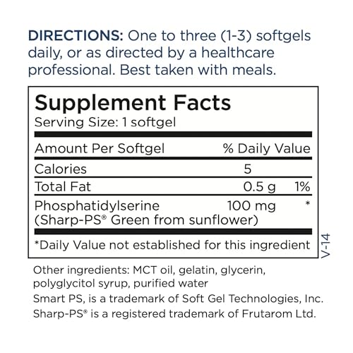 Metabolic Maintenance PS-100 Phosphatidylserine Supplement - Phosphatidylserine 100 mg for Memory, Focus, Brain Health, and Sleep Support, PS100 for Men and Women - 60 Softgel Capsules