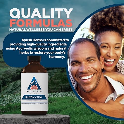 Ayush Herbs KuffSoothe - Bronchial Wellness Syrup, Bronchial Support Supplement, Natural Cough Syrup to Sooth Sore Throat, Sinus & Immune Health Formula with Ginger & Honey - 8 Fl Oz (1 Count)