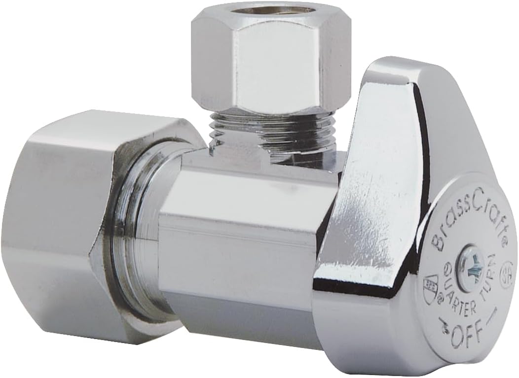 BrassCraft G2CR19X C1 1/2 in. NOM Comp Inlet x 3/8 in. OD Compression Outlet Chrome Plated Brass 1/4 Turn Angle Valve