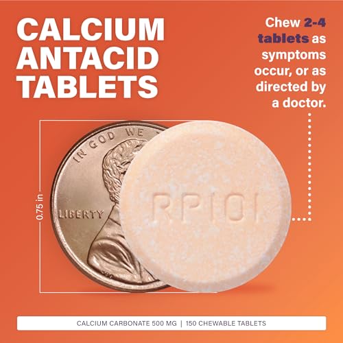 Rugby Calcium Cal-Gest Antacid Tablets - Regular Strength - Calcium Carbonate 500 mg - Assorted Fruit Flavor - 150 Chewable Count (1 Pack)