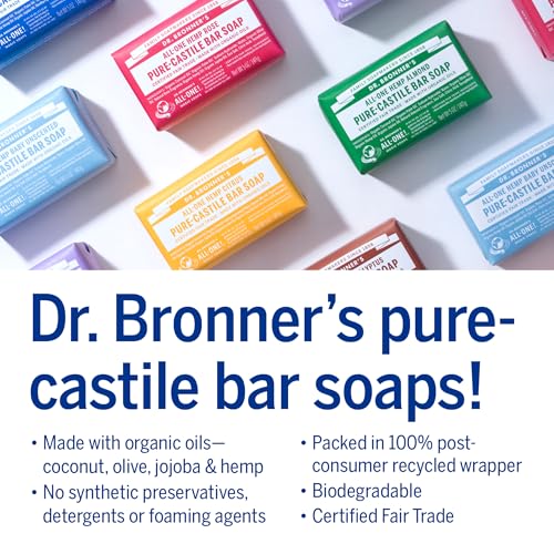 Dr. Bronner's - Pure-Castile Bar Soap (Rose, 5 ounce, 2-Pack) - Made with Organic Oils, For Face, Body and Hair, Gentle and Moisturizing, Biodegradable, Vegan, Cruelty-free, Non-GMO
