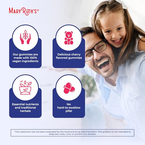 MaryRuth Organics Sugar Free Immunity Gummies | Powerful Blend | Elderberry Vitamin C & Zinc | Vitamin D3 & Echinacea | Immune Support Supplement | Gummies for Kids & Adults | Vegan | Non GMO | 90ct