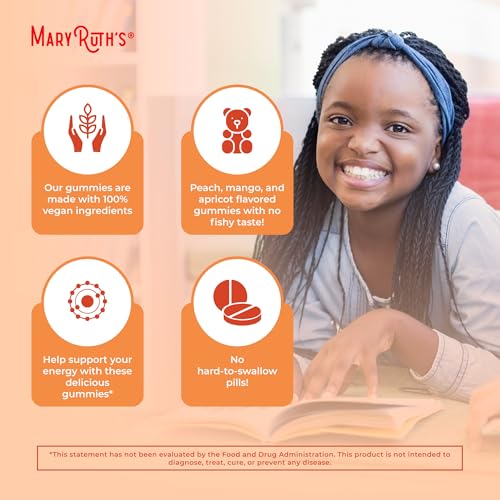 MaryRuth Organics Vegan Omega 3 6 7 9 Gummies | Up to 4 Month Supply | Omega 3 Supplement with Flaxseed Oil | Omega 3 Gummies | No Fish Taste | Non-GMO | 120 Count