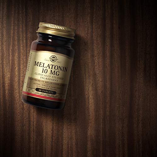 Solgar Melatonin 10mg Tablets HighDosage Helps Promote Relaxation Sleep ClinicallyStudied Melatonin Supports Natural Sleep Cycle Vegan Gluten Free Dairy Free Kosher Servings, 60 Count