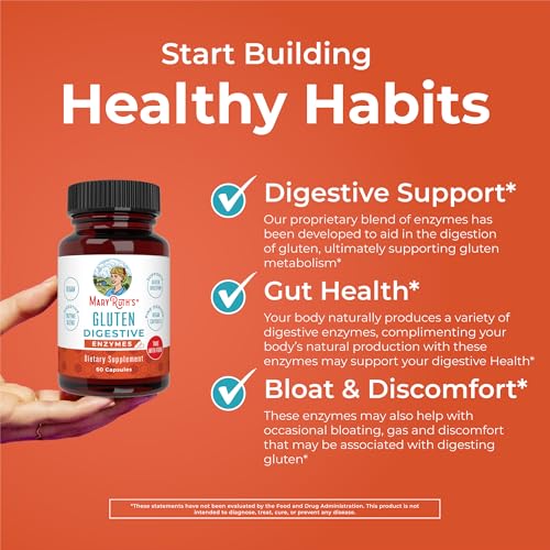MaryRuth Organics Gluten Enzymes Capsules | Enzyme Supplement for Gut Health Support | Gluten Digestion | & Nutrient Absorption | Vegan | Gluten Free | 60 Count