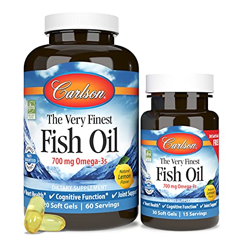 Carlson - The Very Finest Fish Oil, 700 mg Omega-3s, Norwegian, Sustainably Sourced, Lemon, 150 Count