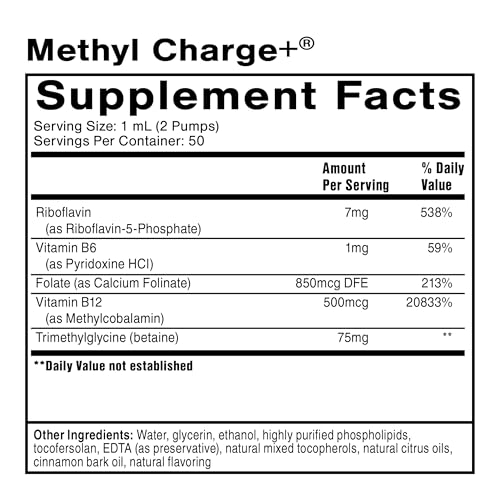 Quicksilver Scientific Methyl Charge - Methylation, Liver, Detox + Energy Supplement - Folate, Vitamin B12, Riboflavin, Vitamin B6 + TMG Supplement with Superior Absorption - Vegan B Vitamins (50ml)