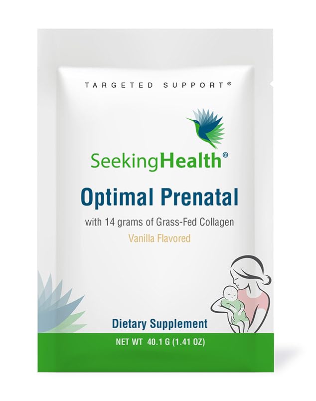 Seeking Health Optimal Prenatal with Collagen, Women’s Multivitamin with B12, L-5-MTHF, Choline, Methylation Support, Supports Fertility & Conception Through Pregnancy & Breastfeeding (15 Servings)*