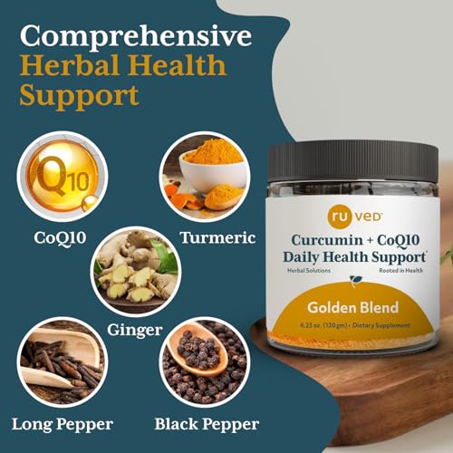 Ruved Golden Blend, Highly Absorbable Muscle, Joint, and Digestive Support, Ayurvedic Herbal Supplement, 4.23 Oz Powder.