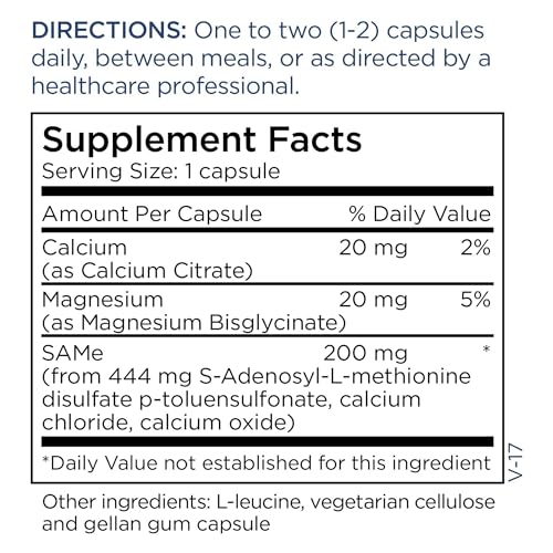 Metabolic Maintenance Same 200mg - SAM e 200 mg Supplement, Veg Caps with S-Adenosyl-L-Methionine for Mobility, Brain, and Liver Health, Clean SAM-e for Detox Support - 60 Capsules