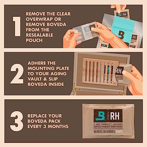 Boveda Brushed Aluminum Humidity Pack Holder – For Use With One Size 60 Boveda Pack (Sold Separately) - Space Saving - Includes Magnetic and Removable Tape Mounting Kits – 1 Count