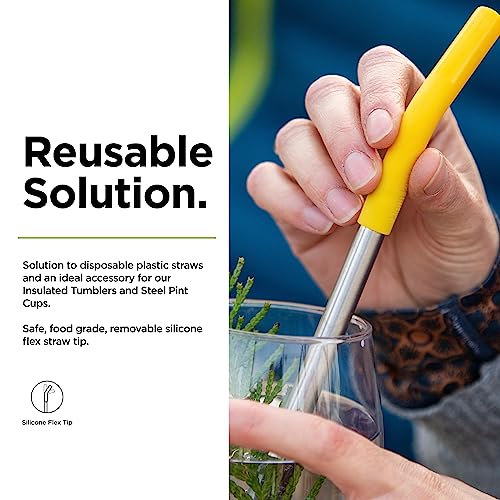 Klean Kanteen Short Recycled Stainless Steel Straw Set - Food Grade Silicone - With Straw Cleaner Brush - 6 Pack Short Straws, Multicolor