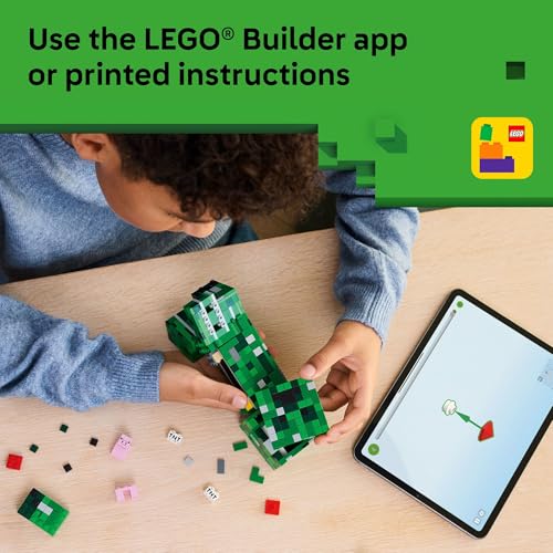 LEGO Minecraft The Creeper Kids Toy - Minecraft Toy for Gaming Fans - Room Decor for Gamers 10 and Up - Poseable Action Figure with 1st Version Minifigure - Gift for Boys and Girls - 21276
