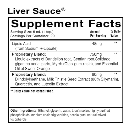 Quicksilver Scientific Liver Sauce - Liposomal Liver Detox with DIM, Quercetin, Lipoic Acid, Milk Thistle and Dandelion Root Supplement - Supports Bile & Toxin Momentum (100 ml / 3.38 oz)