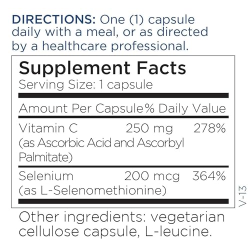 Metabolic Maintenance Selenium 200mcg Capsules - Pure Selenium Supplements for Women & Men for Thyroid Health, Antioxidant & Immune Support, 200 mcg L Selenomethionine Per Capsule - 90 Caps