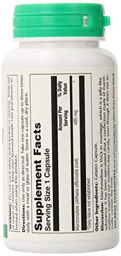 SOLARAY Marshmallow Root Capsules 480 mg - Soothing Herbal Support w/Whole Marshmallow Root - High in Mucilage Soluble Fiber, Vegan, Non-GMO, Lab Verified, 60-Day Guarantee, 100 Servings, 100 VegCaps