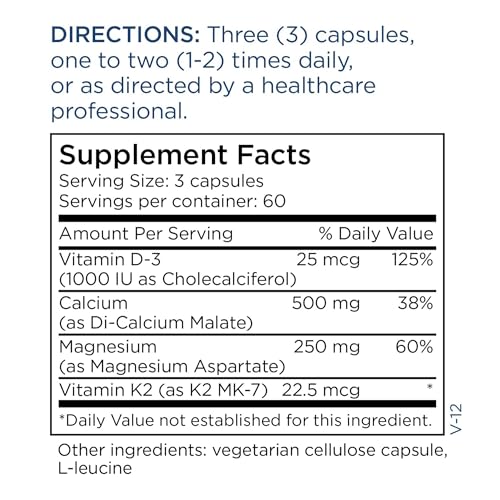 Metabolic Maintenance Cal Mag Plus with Vitamin D and K2 MK-7 - Calcium Supplements for Women & Men, Bone Health & Strength Supplements, Strong Bones & Teeth, Max Absorption Complex - 180 Capsules