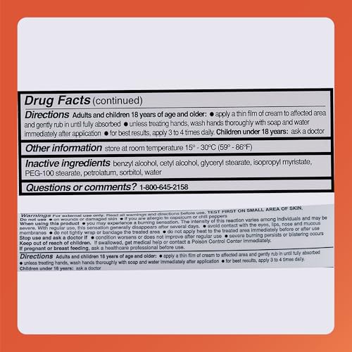 Rugby High Potency Capsaicin 0.075% Cream - Pain Relief Cream for Arthritis - 2 Oz (57g)