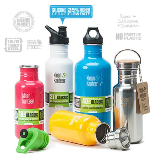 Klean Kanteen Stainless Steel Bottle with 3.0 Sport Cap (Channel Island, 18-Ounce)