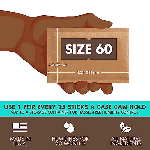 Boveda 65% Two-Way Humidity Control Packs For Aging & Long-Term Storage in Plastic & Wood Boxes – Size 60 – 4 Pack – Moisture Absorbers – Humidifier Packs – Hydration Packets in Resealable Bag