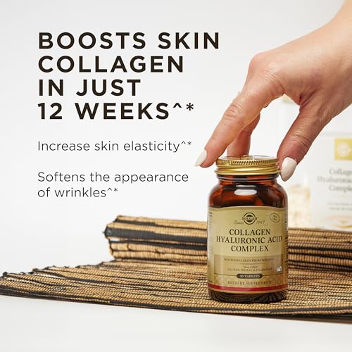 Solgar Collagen Hyaluronic Acid Complex, 30 Tablets - Hydrolyzed Collagen Type 2 - Helps with Fine Lines & Wrinkles - Boosts Skin Collagen & Elasticity - Non-GMO, Gluten & Dairy Free - 30 Servings