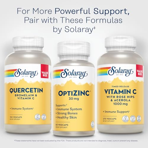 Solaray OptiZinc 30mg Immune Support Supplement, Chelated Zinc Capsules, Endocrine Systems and Cellular Health Support, with Methionine, Vitamin B6 and NO Copper, 60-Day Guarantee, 60 Serv, 60 VegCaps
