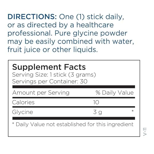 Metabolic Maintenance Glycine 3g Powder Sticks - 3000mg Amino Acid Supplement for Sleep, Calm & Energy Support, Pure Glycine Powder for Men & Women 50+, Travel-Friendly Packets - 30 Count
