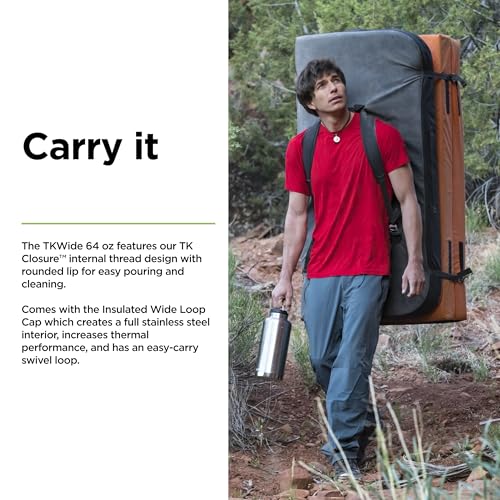 Klean Kanteen TK Wide 64 Oz Loop Top Brushed Stainess, Aluminum