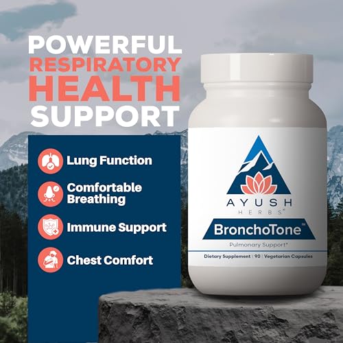 Ayush Herbs Bronchotone - Bronchial Support, Respiratory and Immune-Support Support Supplement for Women & Men, Adults, Pulmonary Care Supplement - 90 Vegetarian Capsules (1 Count)