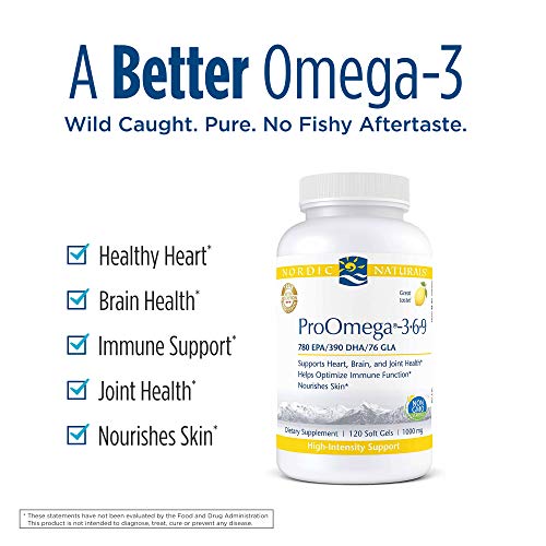 Nordic Naturals ProOmega 3-6-9, Lemon Flavor - 120 Soft Gels -1360 mg Omega-3 - EPA & DHA with Added GLA - Healthy Skin, Cognition, Positive Mood - Non-GMO - 60 Servings