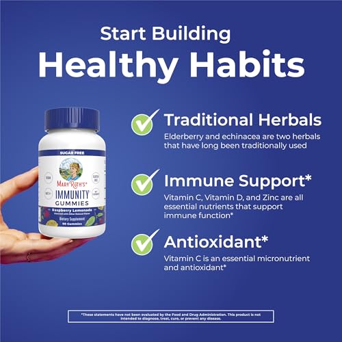 MaryRuth Organics Sugar Free Immunity Gummies | Powerful Blend | Elderberry Vitamin C & Zinc | Vitamin D3 & Echinacea | Immune Support Supplement | Gummies for Kids & Adults | Vegan | Non GMO | 90ct