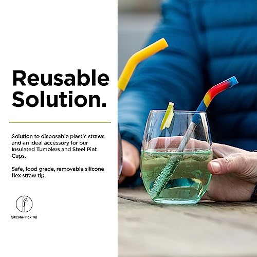 Klean Kanteen Short Recycled Stainless Steel Straw Set - Reusable Straw Set - Food Grade Silicone - Stainless Steel Straw - With Straw Cleaner Brush - 4 Pack Short Straws, Multicolor