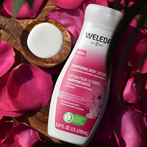 Weleda Pampering Wild Rose Body Lotion, Plant Rich Moisturizer with Wild Rose Oil, Jojoba Oil and Shea Butter, 6.8 Fl Oz (Pack of 1)