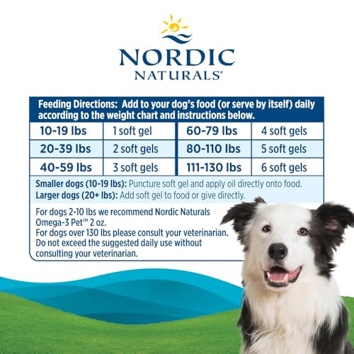 Nordic Naturals Omega-3 Pet, Unflavored - 180 Soft Gels - 320 mg Omega-3 Per Soft Gel - Fish Oil for Dogs with EPA & DHA - Promotes Heart, Skin, Coat, & Immune Health
