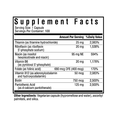 Seeking Health B Complex MF, Methyl-Free Forms of Folate and Vitamin B12, Healthy Energy, Immune System, Mood, and Memory Support, Vegan and Vegetarian (100 Capsules)*