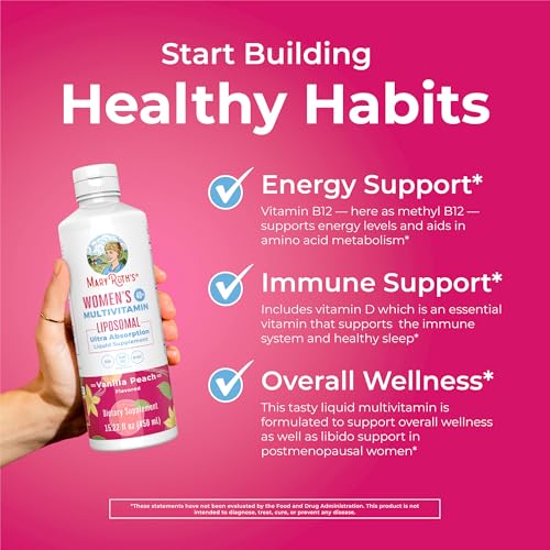 MaryRuth Organics Multivitamin for Women 40+, Womens Multivitamin Liposomal, Immune Support Supplement, Energy Supplements & Sleep Aid, Vegan, Sugar Free, Non-GMO, 15.22 Fl Oz