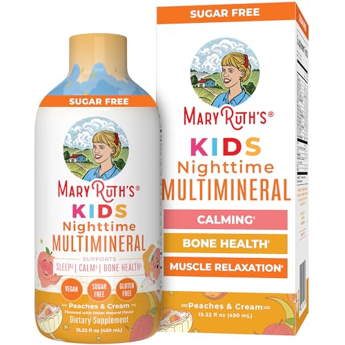 Kids Liquid Nighttime Multimineral by MaryRuth's | Kids Vitamins | Bone Health | Calm Calcium Magnesium Supplement | Muscle Relaxation | Vegan | Sugar Free | 30-180 Servings | 15.22 fl oz
