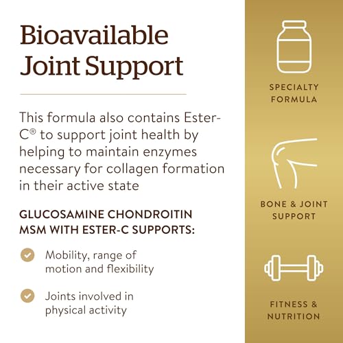 Solgar Extra Strength Glucosamine Chondroitin MSM w/ Ester-C, 180 Tablets - Promotes Healthy Joints, Supports Comfortable Movement & Collagen Formation - Non-GMO, Gluten No, Dairy No - 60 Servings