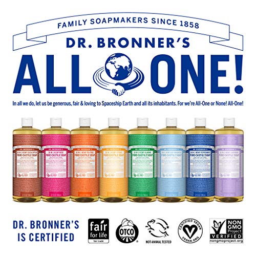 Dr. Bronners Pure-Castile Magic Liquid Soap Made with Organic Oils for Body, Face, Hair, Dishes, Pets, Laundry, Vegan, Dr. Bronner's Soap - Rose, 32 oz (2-Pack)