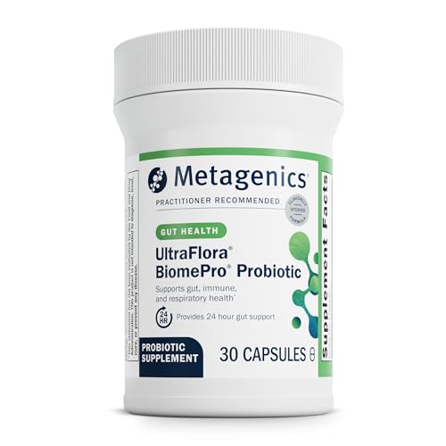 Metagenics UltraFlora BiomePro Probiotic - Daily Multistrain Probiotic - Digestive Health* - Immune Support Supplement* - Shelf-Stable - 30 Capsules