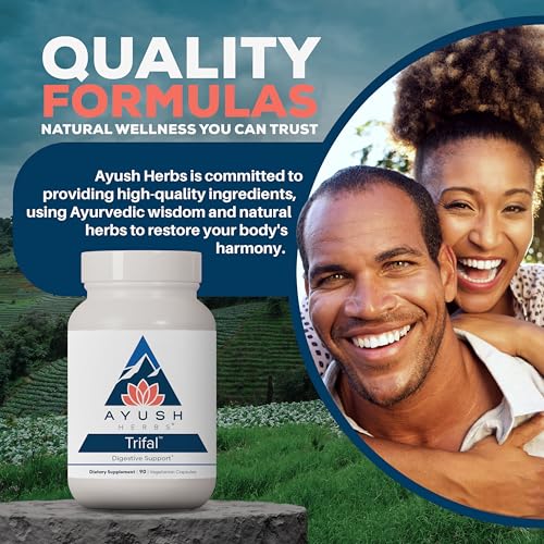Ayush Herbs Trifal Digestive Support with Amla - Triphala Supplement for Women & Men, Promotes Balanced Digestion, Antioxidant Rich, Made with Organic Ingredients - 90 Vegetarian Capsules (1 Count)