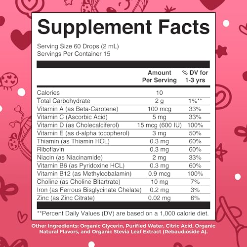 MaryRuth Organics CoComelon Toddler Kids Multivitamin with Iron | Immune Support | Toddler Vitamins | USDA Organic | Sugar Free | Multivitamin Liquid Drops for Kids Ages 1-3 | Vegan | 1 Fl Oz