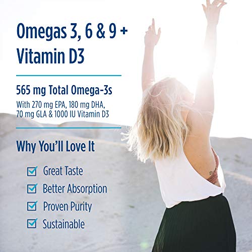 Nordic Naturals Complete Omega-D3, Lemon Flavor - 120 Soft Gels - 565 mg Omega-3 + 70 mg GLA + 1000 IU Vitamin D3 - EPA & DHA - Healthy Skin, Cognition, Positive Mood - Non-GMO - 60 Servings