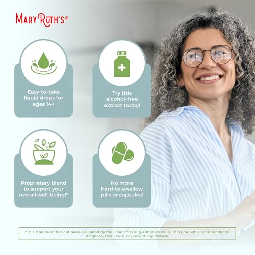MaryRuth - USDA Organic Brain Nootropic Focus Supplement for Adults with Ginkgo Biloba & Astragalus | Focus & Adrenal Support | Brain and Memory Drops | Vegan | Non-GMO | Gluten Free | 30 Servings