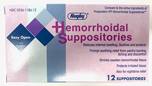 Rugby Easy Open Hemorrhoidal Suppositories Cocoa Butter 88.44% / Phenylephrine HCl 0.25% - 12 Suppositories