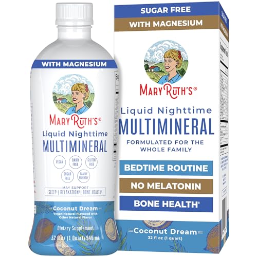 MaryRuth's Liquid Nighttime Multimineral | NO Melatonin | Bedtime Routine | Magnesium Citrate | Calcium | Zinc | Vitamin D3| Available in 4 Flavors | Vegan | Sugar Free | Gluten Free | 32 Oz