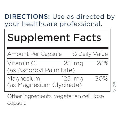 Metabolic Maintenance Magnesium Glycinate - Pure Magnesium Glycinate Powder Capsules with Vitamin C, Chelated Mag for Sleep Health and Calm, 125 mg Mag Bisglycinate - 180 Capsules