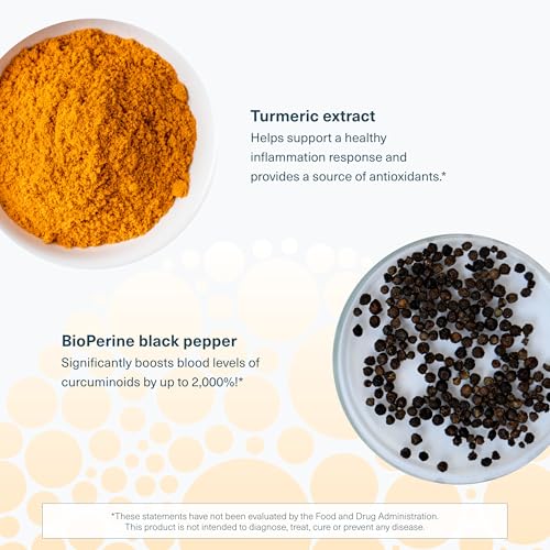 Youtheory Turmeric Extra Strength - 1,000 mg Turmeric Supplement - with 10 mg Black Pepper - Curcumin Joint Support* - Soy, Dairy & Gluten Free - 60 Vegetarian Capsules