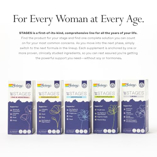SOLARAY Perimenopause her Life Stages - Perimenopause Supplements Women - Hot Flashes, Menopause Support - Saffron and Chasteberry - Made Without Hormones - 60-Day Guarantee - 30 Servings, 60 VegCaps