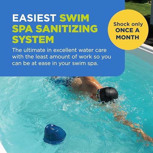 FROG @Ease Floating System for Swim Spas with 1 Pack of FROG Kick-It - Quick & Easy Self-Regulating Swim Spa Sanitizer - Swim Spa Maintenance System with Sanitizing Minerals & SmartChlor Technology